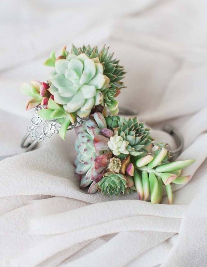 succulent cuff bracelet corsage wedding wrist