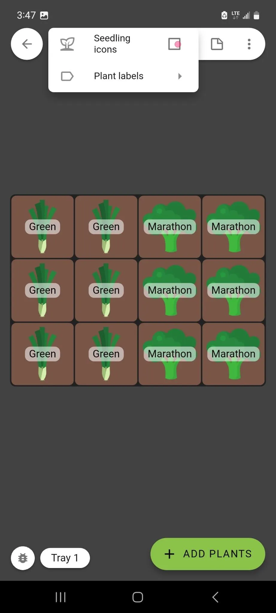 Toggle Seedling Icons Off or On