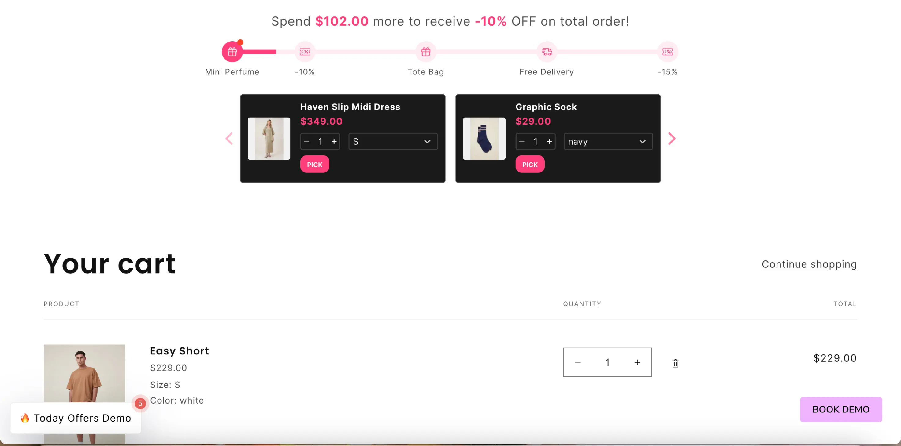 reward bar in cart page shopify