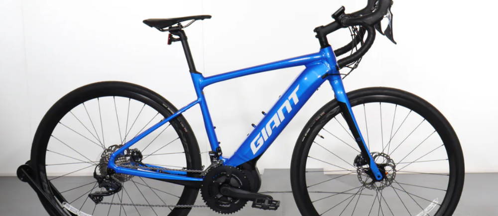 a blue Giant Road E+ 1 Pro electric road bike