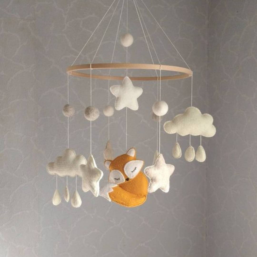 Sleeping fox overhead crib mobile 