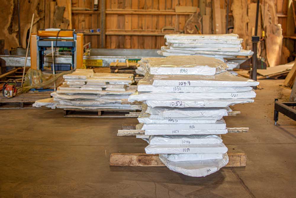 High West Wood Products Wood Shop wood slabs packaged and ready to ship for your wood project