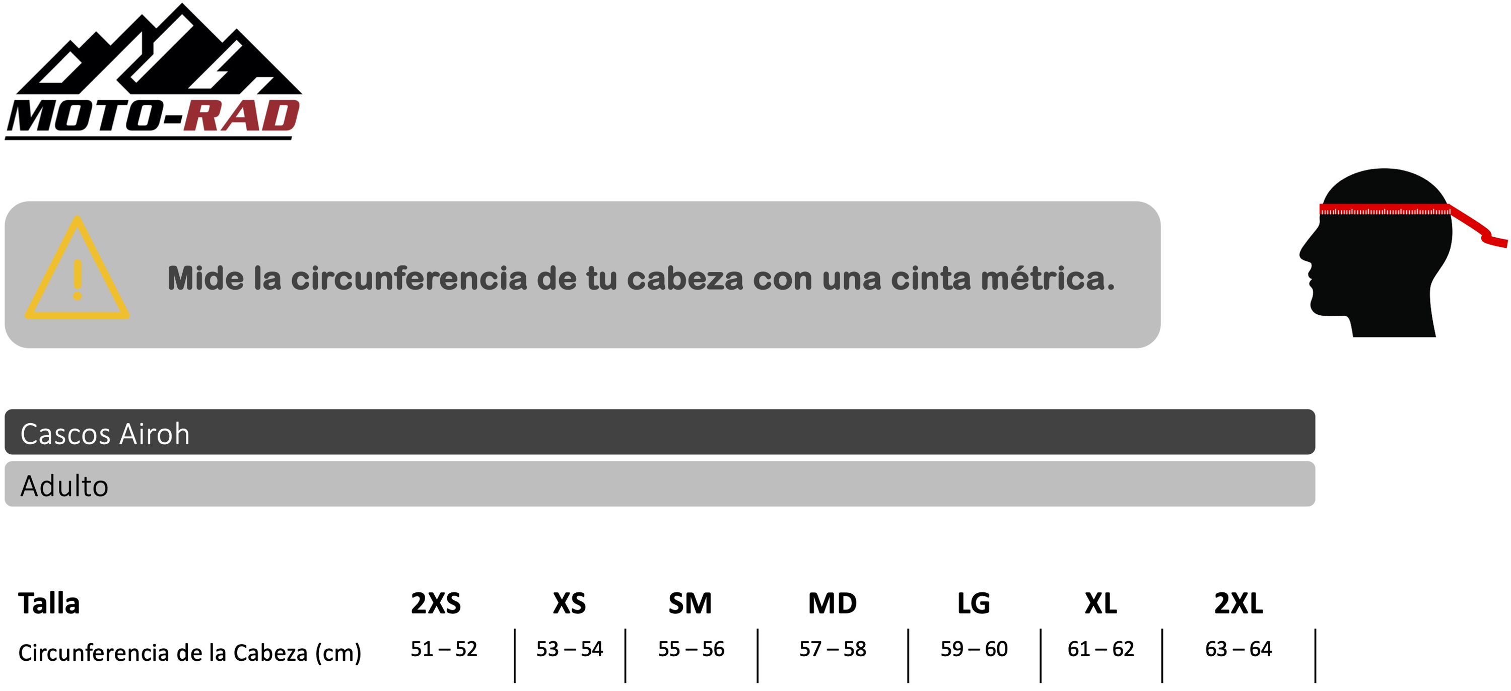 Guia de Tallas Casco Airoh 