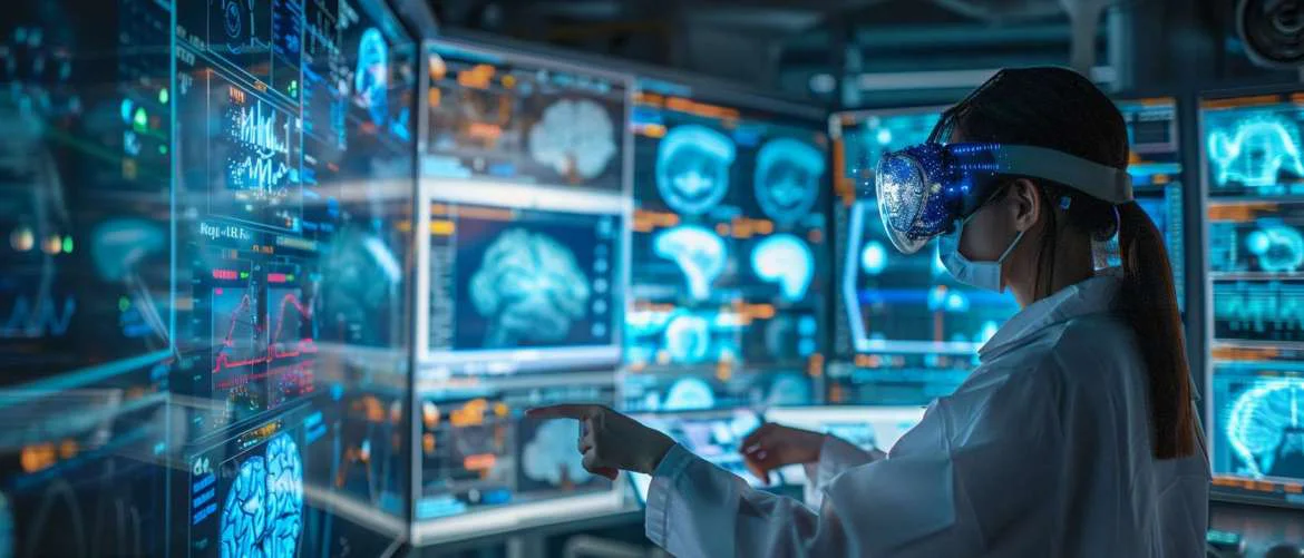 Nurses and staff engaging with digital tools in a hospital