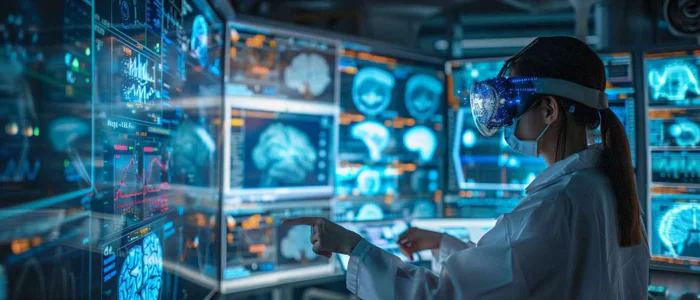 Nurses and staff engaging with digital tools in a hospital