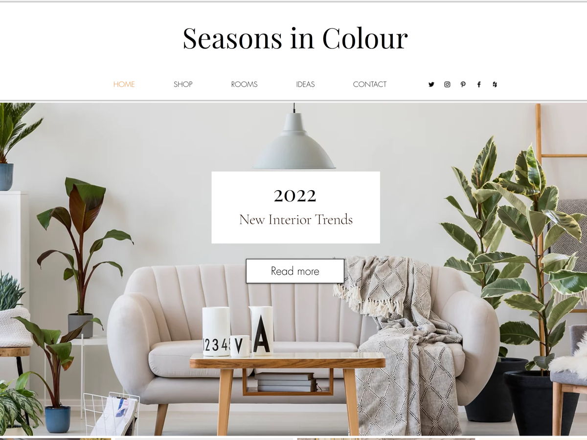Screenshot of Seasons in Colour, from the wix websites collection.
