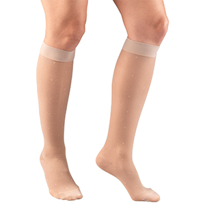 Ladies' Knee High Dot Pattern Sheer Stockings in Nude