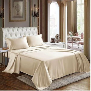 CozyLux Satin Sheets Queen Size - 4 Piece Dark Grey Bed Sheet Set with Silky Microfiber, 1 Deep Pocket Fitted Sheet, 1 Flat Sheet, and 2 Pillowcases - Smooth and Soft