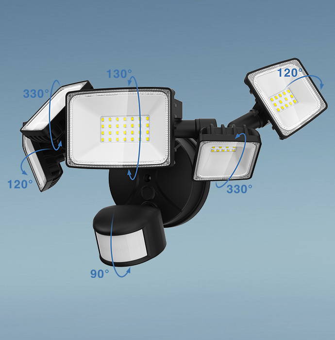 5 Heads 27W Automatic LED Flood Lights Adjustable Design