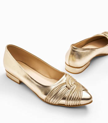 GOLD KNOTTED BALLET FLATS