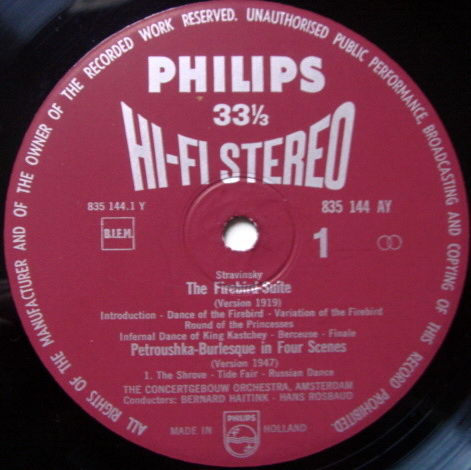 ★1st Press★ PHILIPS HI-FI STEREO / HAITINK, - Stravinsk...