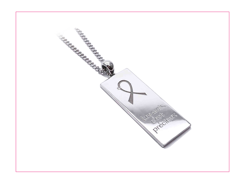 breast cancer medallion in white gold