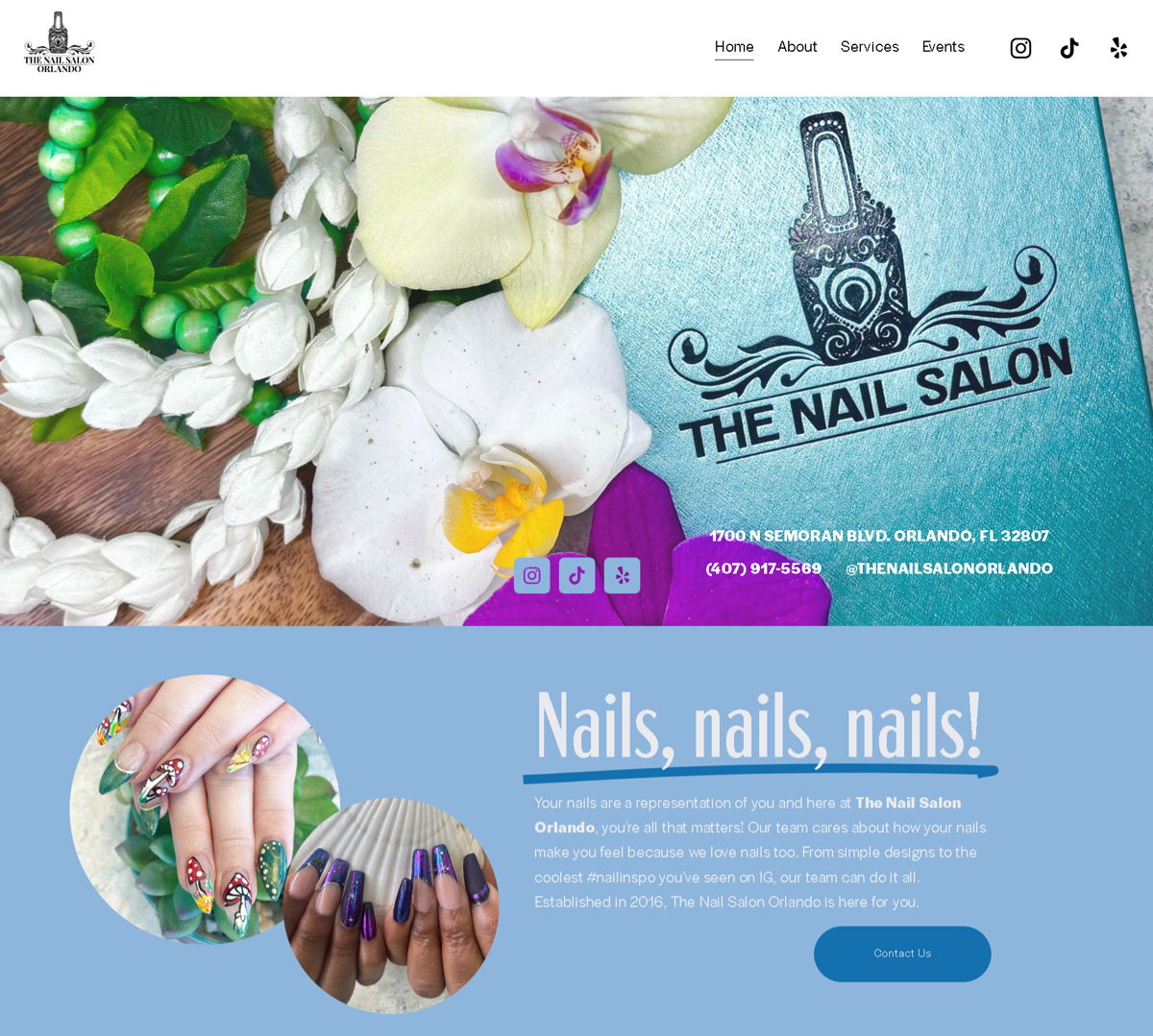 Screenshot of The Nail Salon Orlando, from the nail salon websites collection.