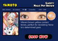 Sweety Magic Pop Brown: Vibrant brown-yellow contact lenses, perfect for recreating Yamato's determined gaze.