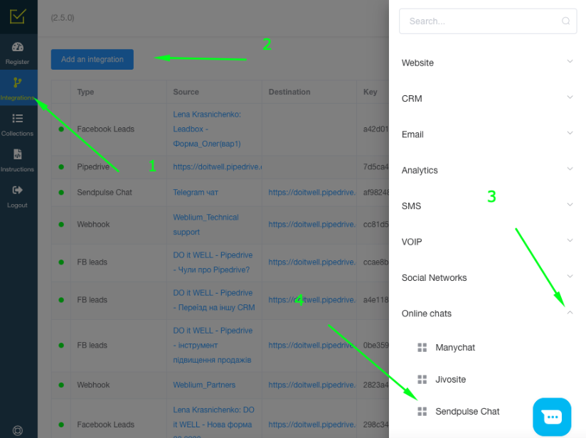 Sendpulse connection