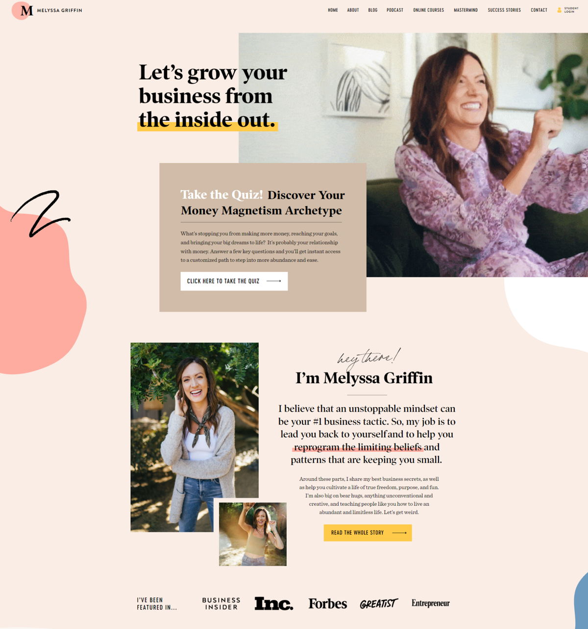 Screenshot of Melyssa Griffin, from the personal websites collection.