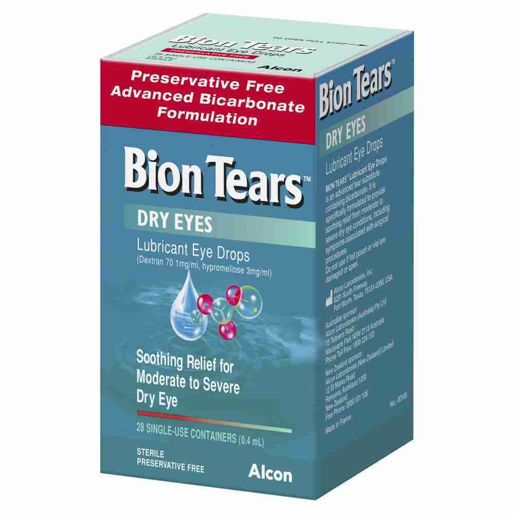 Bion Tears Lubricant Eye Drops for Dry Eyes 28 x 0.4mL Single Use