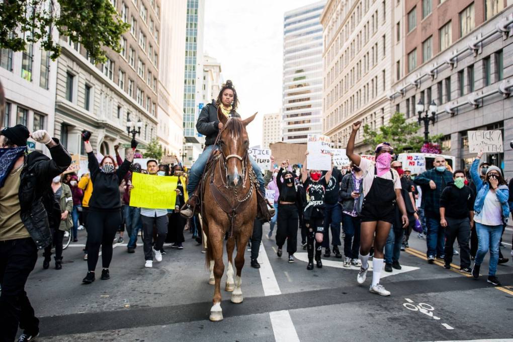 Photo of Brianna Nobel at a Black Lives Matter gathering in San Francisco