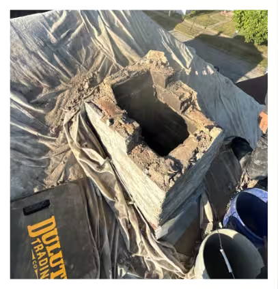 Chimney repair work in progress