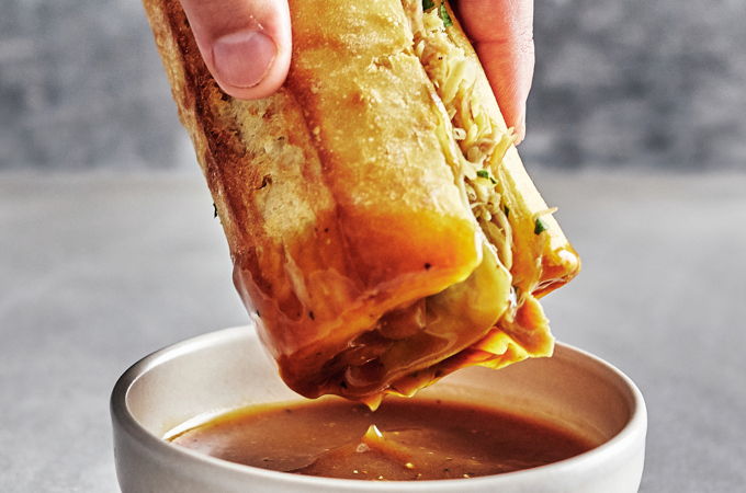 Sandwich à l’effiloché de dindon à tremper