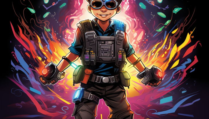 alexstolz illustrated lasertag vest child flying neon lights dd eefd ea b bffb