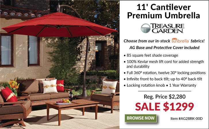 Treasure Garden 11' Cantilever Premium Umbrella AG28RK with Sunbrella Fabric