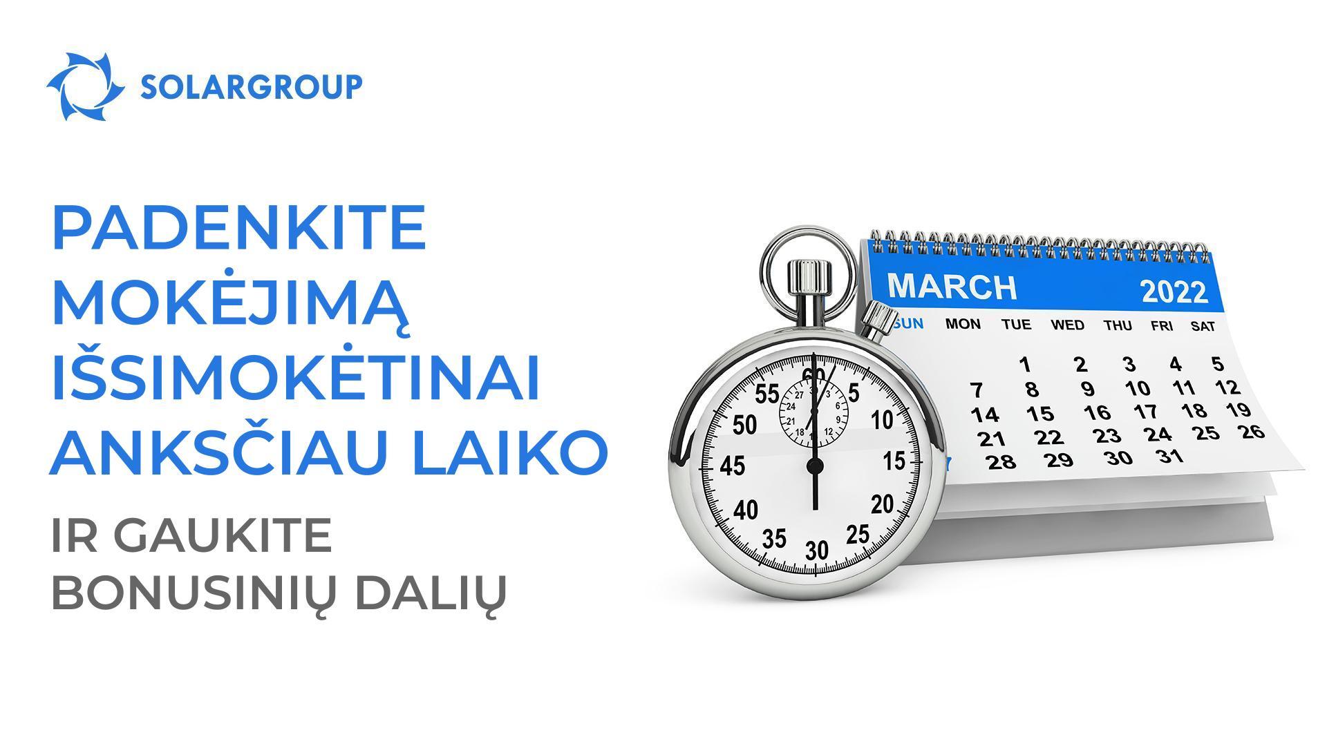 Padenkite mokėjimą išsimokėtinai anksčiau laiko ir gaukite bonusinių dalių