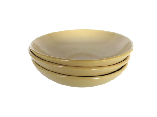 Set of 3 Archived Pale Yellow 6 3/4" Bowls On White Ceramic