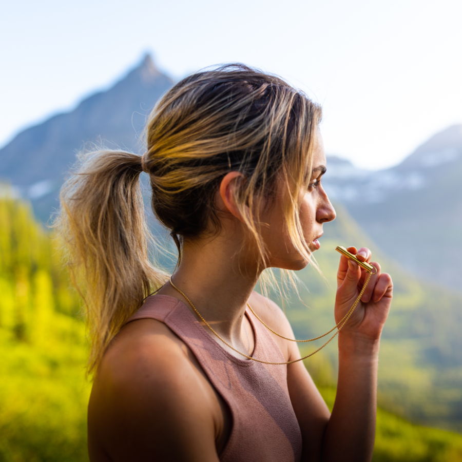 A woman using the Shift outdoors