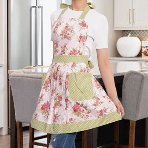 NEOVIVA Kitchen Aprons for Women with Pockets, Cooking Aprons for Women, Floral Cotton Aprons for Women