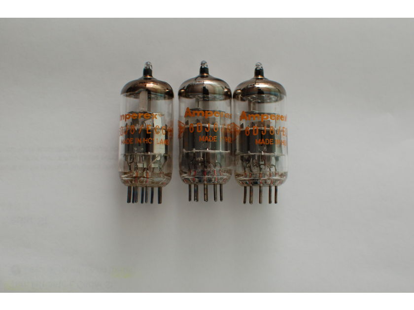 Amperex  NOS 6DJ8 ECC88 +  A total of 3 tubes all matched.