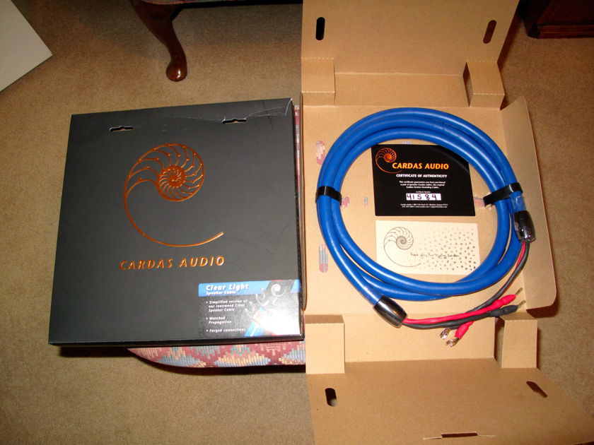 Cardas Audio 2.5 Meter Clear Light Speaker Cable Spades/Spadese Includes Cardas S/N and Original Packaging