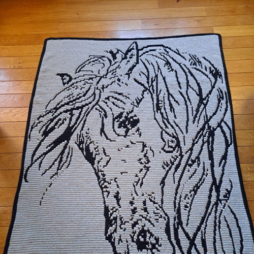 Whispering Mane | Horse Overlay Mosaic Crochet Blanket PDF Pattern