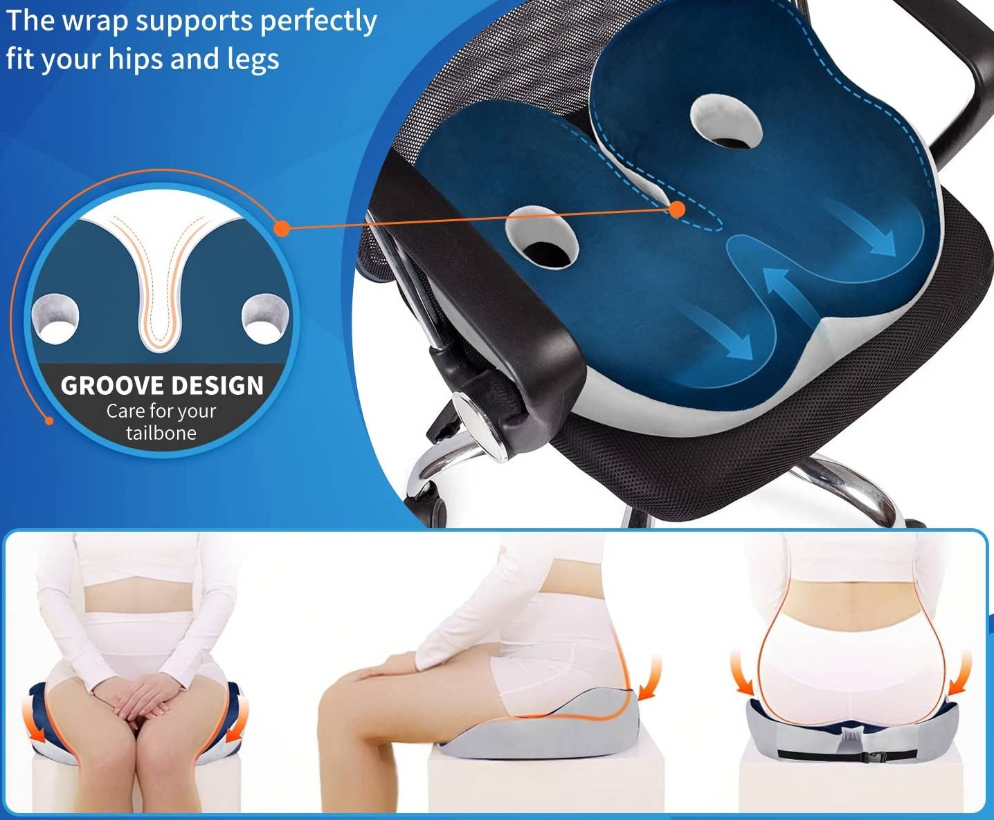 Memory Foam Sit Bone Relief Seat Cushion PeaceNest