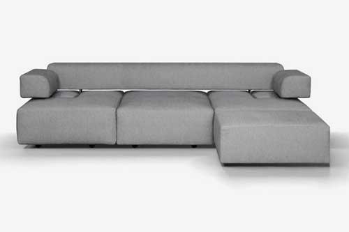 modulares graues sofa, natuerlicher bezugsstoff