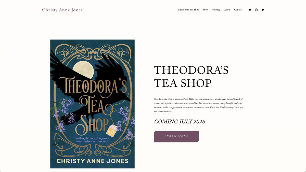 Screenshot of Christy Anne Jones, from the author websites collection.