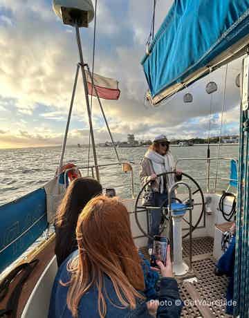 Relaxing on a sailboat