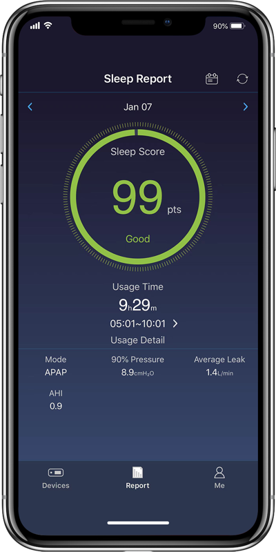 Schlaf-Tracker, Schlaf-App, Schlafbericht über die App abrufen