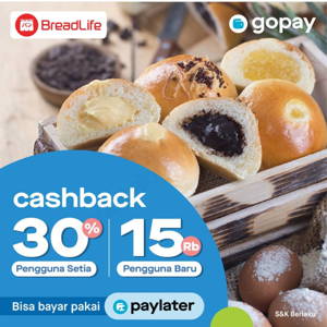 BreadLife: Promo Cashback 30% dengan transaksi menggunakan Go-Pay sampai 09/24/2019
