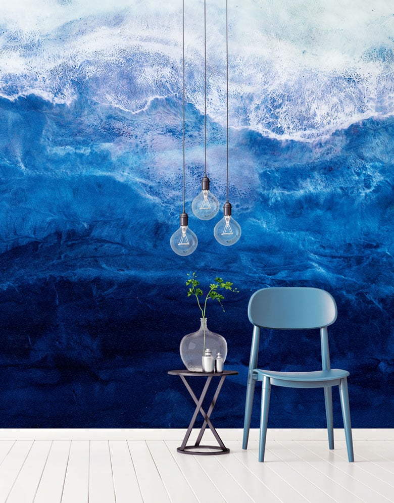 Blue Deep Sea Wallpaper Mural - Feathr Wallpapers
