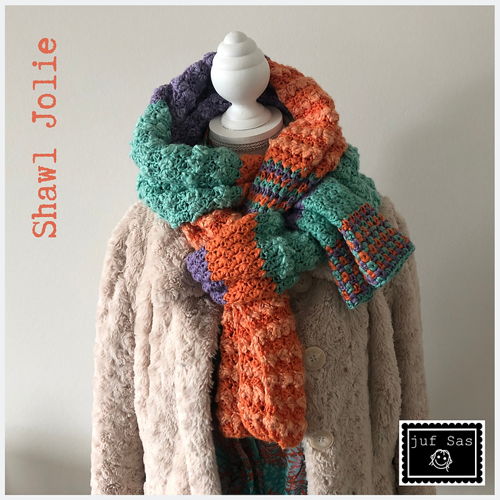 Crochet pattern shawl Jolie by teacher Sas