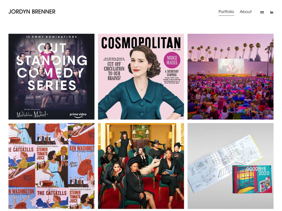 Screenshot of Jordyn Brenner, from the squarespace portfolio examples collection.