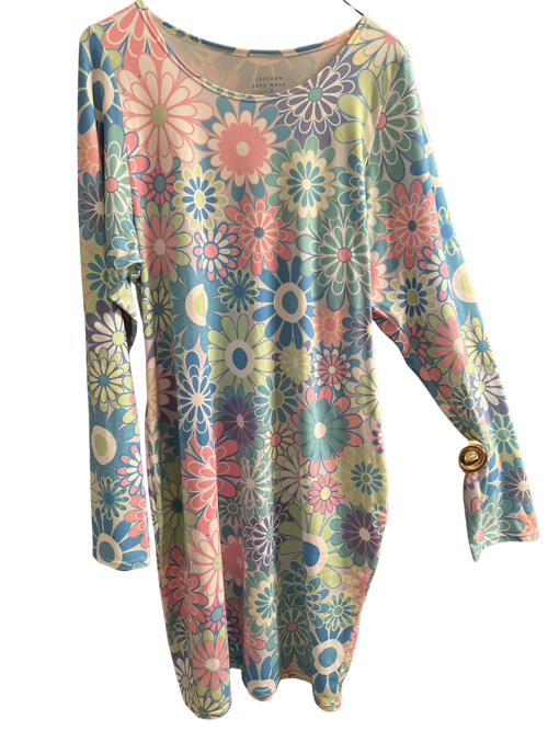 Retro Bloom Long Sleeve Dress - XXL