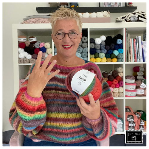 Breipatronen trui en wikkelvest Cloud van Juf Sas