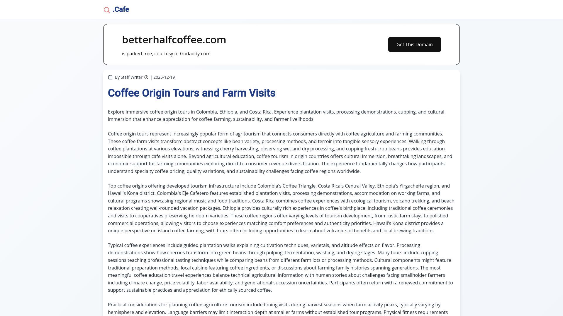 Coffee Origin Tours and Farm Visits | .Cafe
