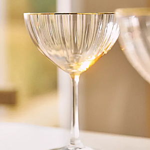 Anthropologie | Waterfall Coupe Glasses, Set of 4 (Color Honey)