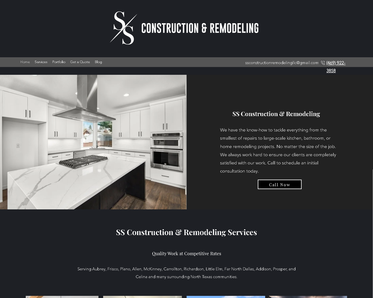 Screenshot of SS Construction & Remodeling , from the remodeling websites collection.