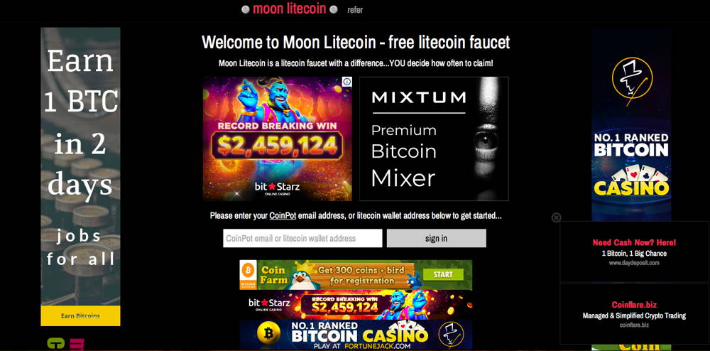 moon litecoin cryptcurrency faucet