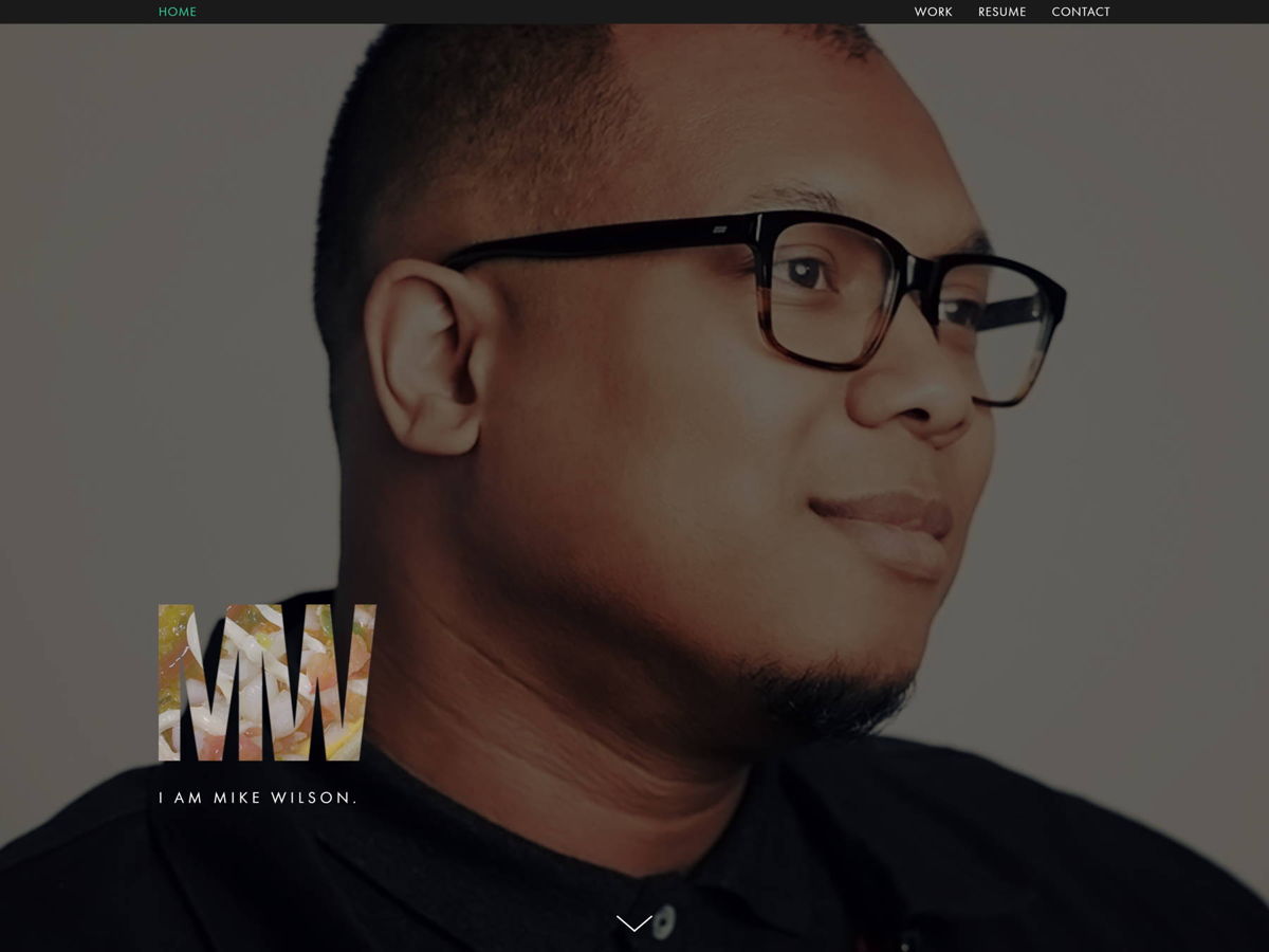Screenshot of Mike Wilson, from the squarespace portfolio examples collection.