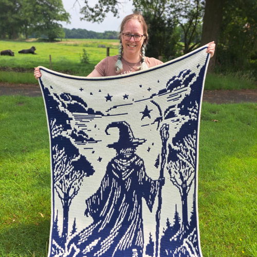 Wizard's Way | Fantasy Wizard Overlay Mosaic Crochet Blanket PDF Pattern